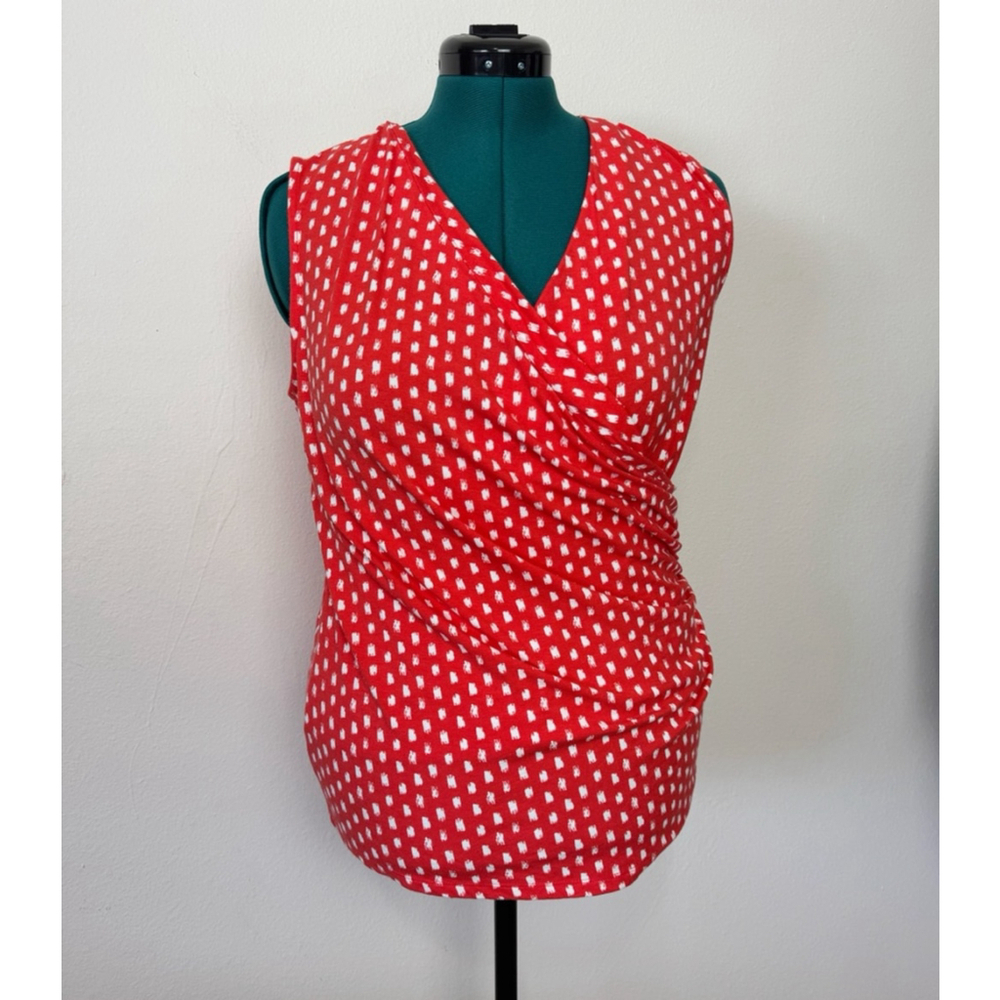 Talbots Women Faux Wrap Sleeveless Tank Large Business Casual Office Stretch Cor